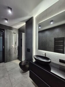 Modernes Gäste - WC mit stilvollem LED Beleuchtung – MK Innenausbau