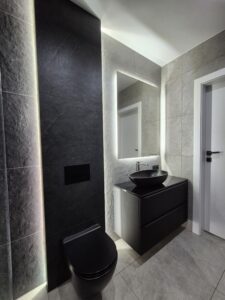 Modernes Gäste - WC mit stilvollem LED Beleuchtung – MK Innenausbau